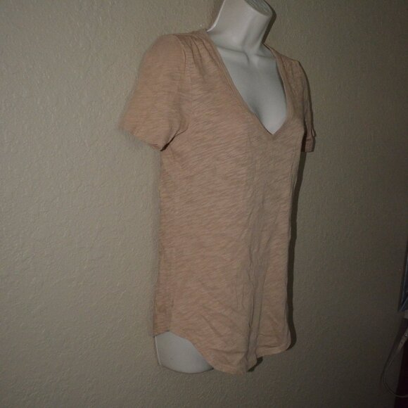 $120 Sz S ATM Anthony Thomas Melillo Camel Slub Jersey Classic V-Neck T-Shirt - Picture 3 of 5